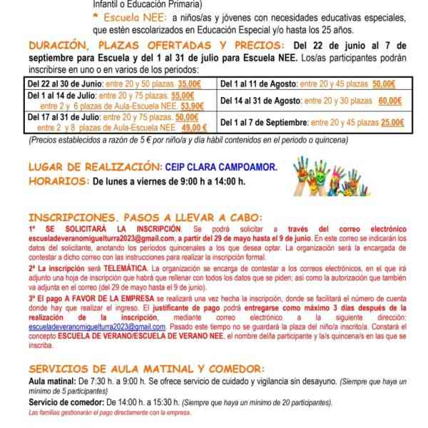 Inscripciones para el Aula y Escuela de Verano 2023 de Miguelturra del 29 de mayo al 9 de junio, consulta toda la información