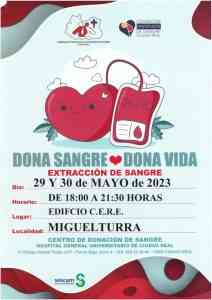 Colabora donando sangre hoy, 30 de mayo de 2023, en el CERE de Miguelturra de 18:00 a 21:30 horas