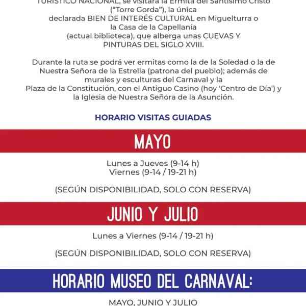 Visitas guiadas durante mayo, junio y julio 2023 para descubrir los recursos turísticos de Miguelturra