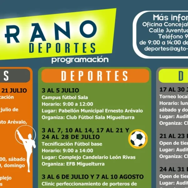 Programación deportiva de verano de 2023 en Miguelturra