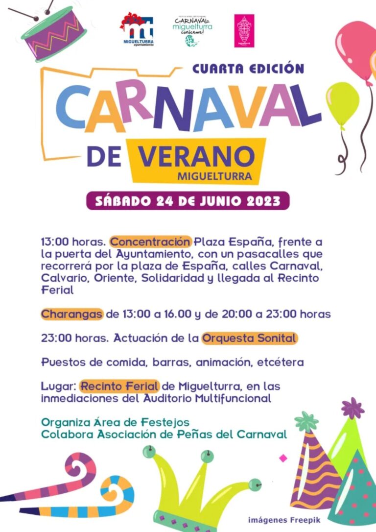 IV Carnaval de Verano de Miguelturra el 24 de junio con variadas y atractivas actividades para todos y todas