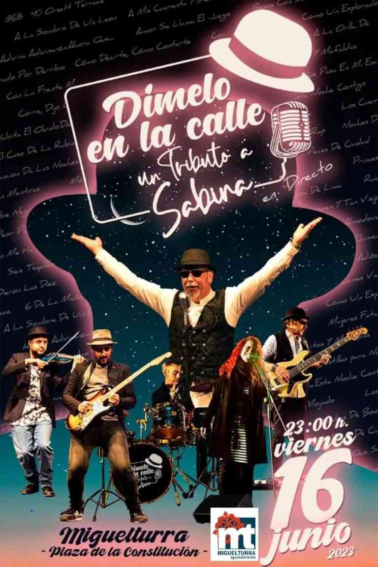 Concierto homenaje a Joaquín Sabina «Dímelo en la calle» gratuito el 16 de junio en la plaza de la Constitución de Miguelturra