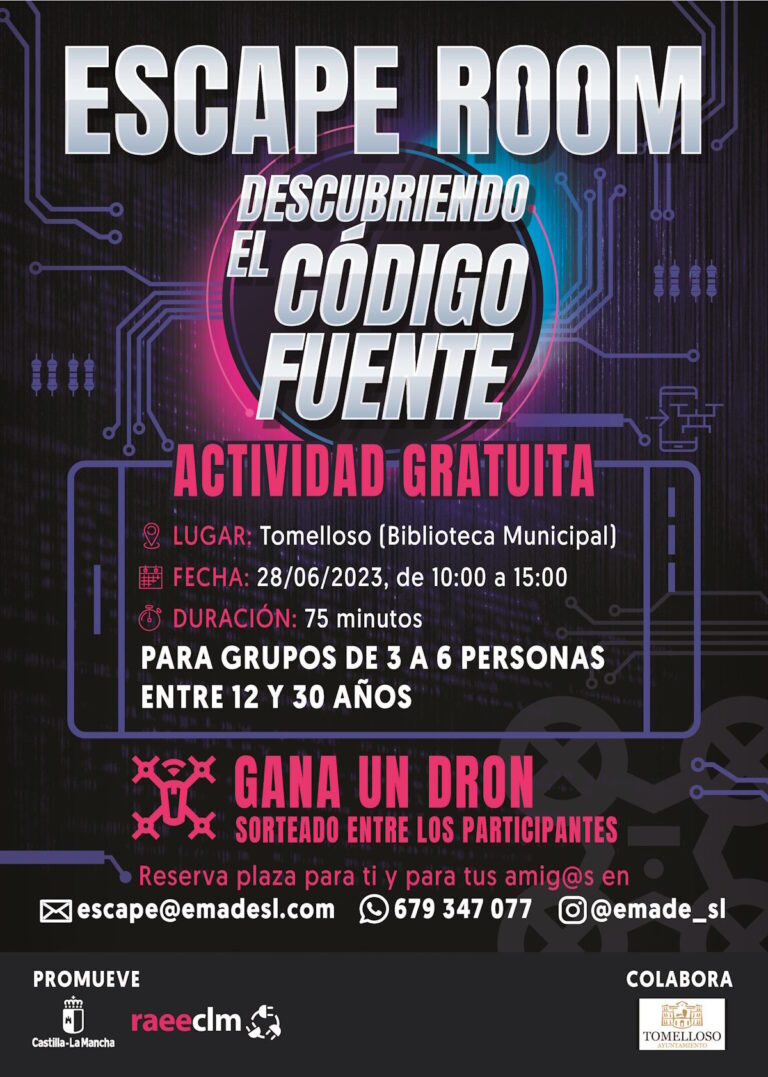 Escape Room “Descubriendo el código fuente” mañana 28 de junio en la Biblioteca Municipal Francisco García Pavón de Tomelloso