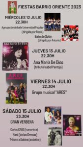 Las Fiestas 2023 en honor a la Virgen de la Salud del Barrio Oriente se celebrarán del 6 al 16 de julio