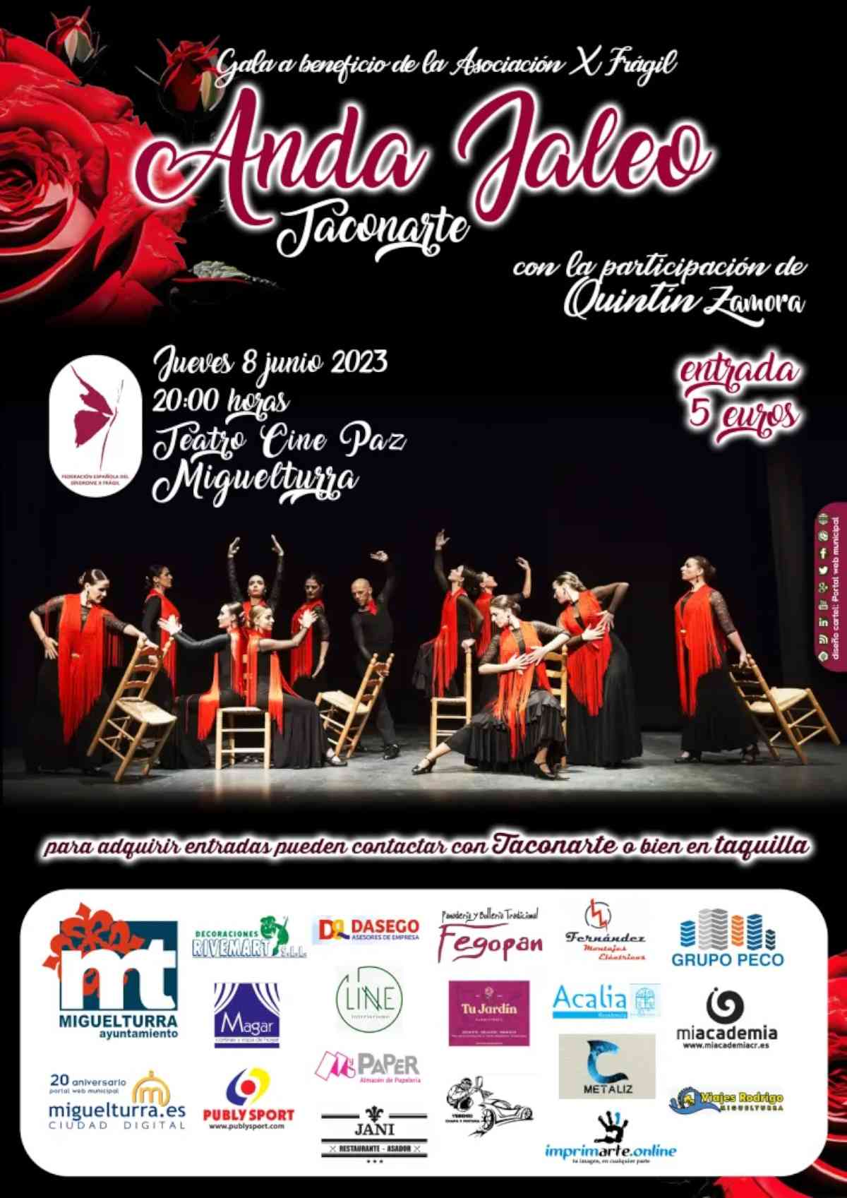 Espectáculo “Anda Jaleo” el  8 de junio en el Teatro Cine Paz de Miguelturra a beneficio de la asociación X Frágil