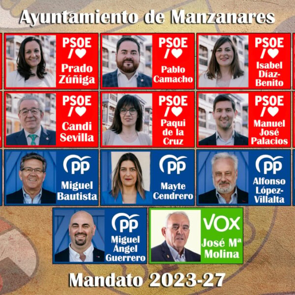 La nueva Corporación Municipal del Ayto. de Manzanares  se constituye el 17 de junio con un pleno extraordinario en el Gran Teatro