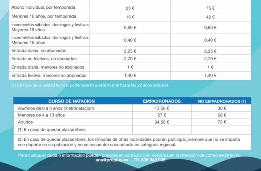 El 22 de junio abre sus puertas la Piscina Municipal  de Miguelturra estas son las  tarifas, descuentos, bonificaciones y cursos