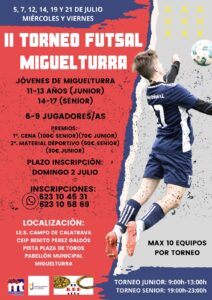 II Torneo Futsal junior para 11 a 13 años y senior para 14 a 17 años en Miguelturra inscripción abierta hasta el 2 de julio