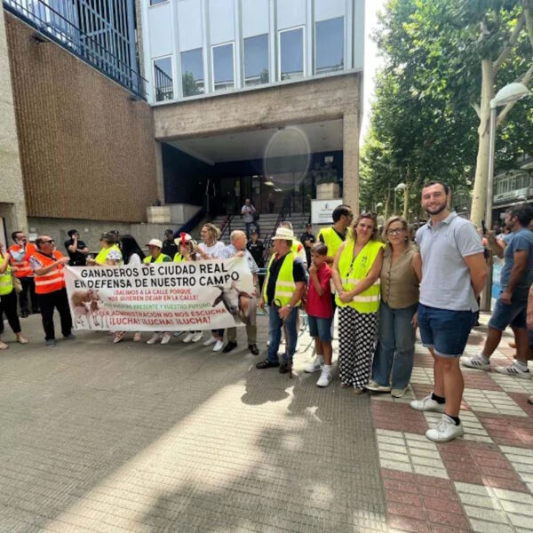 Casi 250 ganaderos que manifestaron para reivindicar soluciones para el sector apoyados por la concejalía de Agricultura de Miguelturra