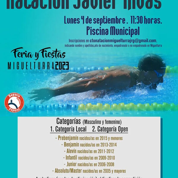 Campeonato de Natación «Javier Rivas” el  4 de septiembre en la Piscina Municipal de Miguelturra