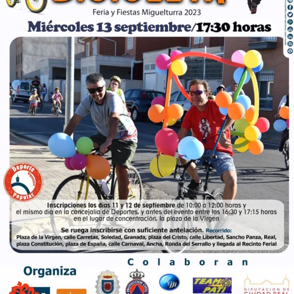 El Día de la Bicicleta se celebrará el 13 de septiembre a partir de las 17:30 horas en Miguelturra