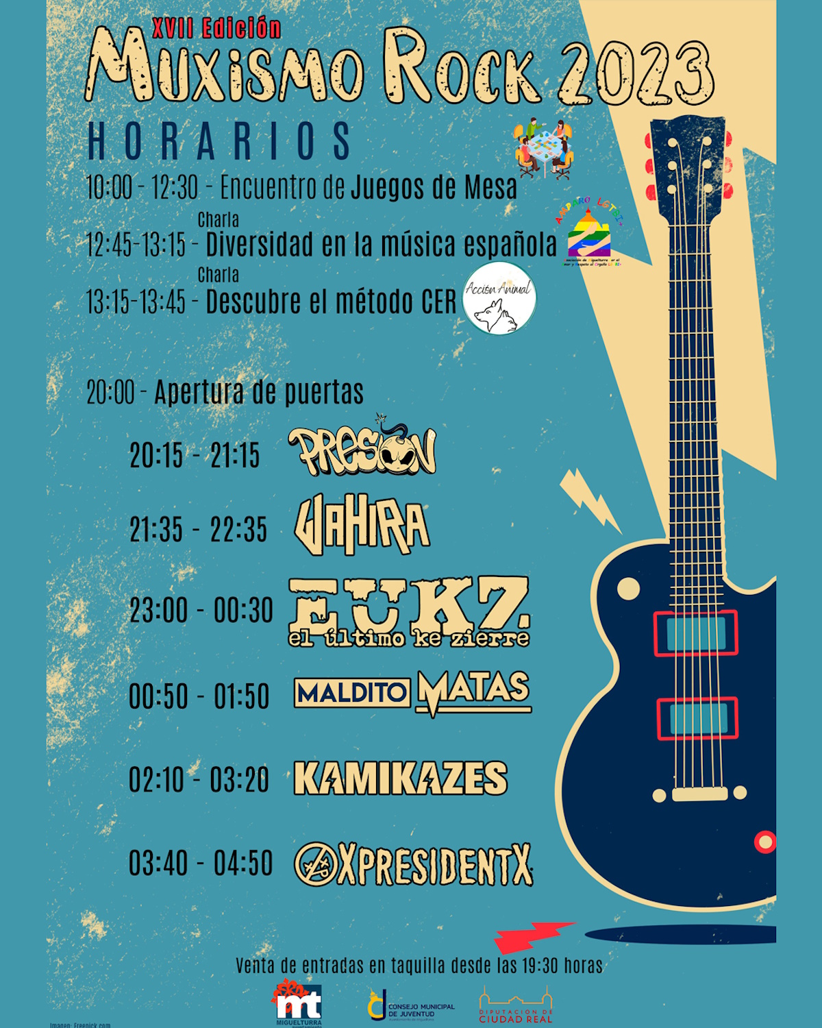 Horarios  y actividades previas al Muxismo Rock 2023 en el Centro Joven de Miguelturra