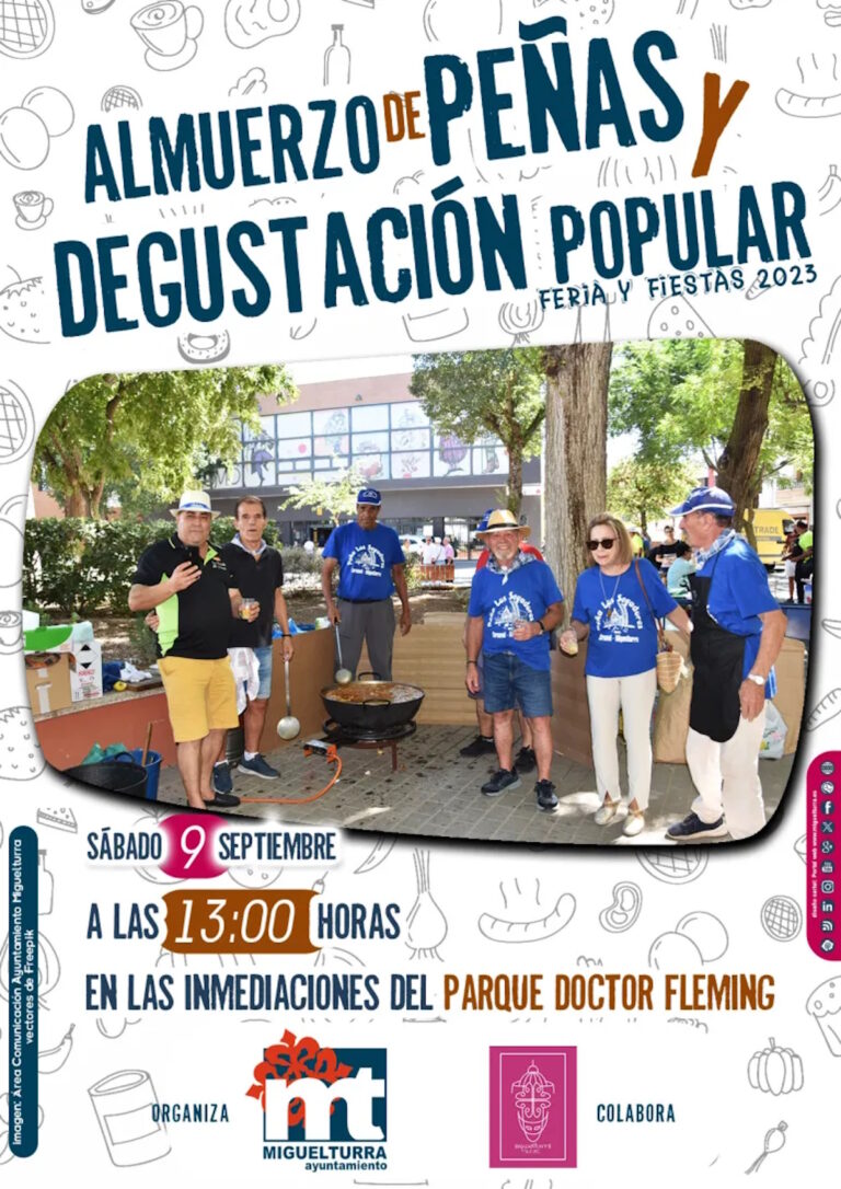 Almuerzo de Peñas y degustación popular especial Ferias y Fiestas de Miguelturra el 9 de septiembre
