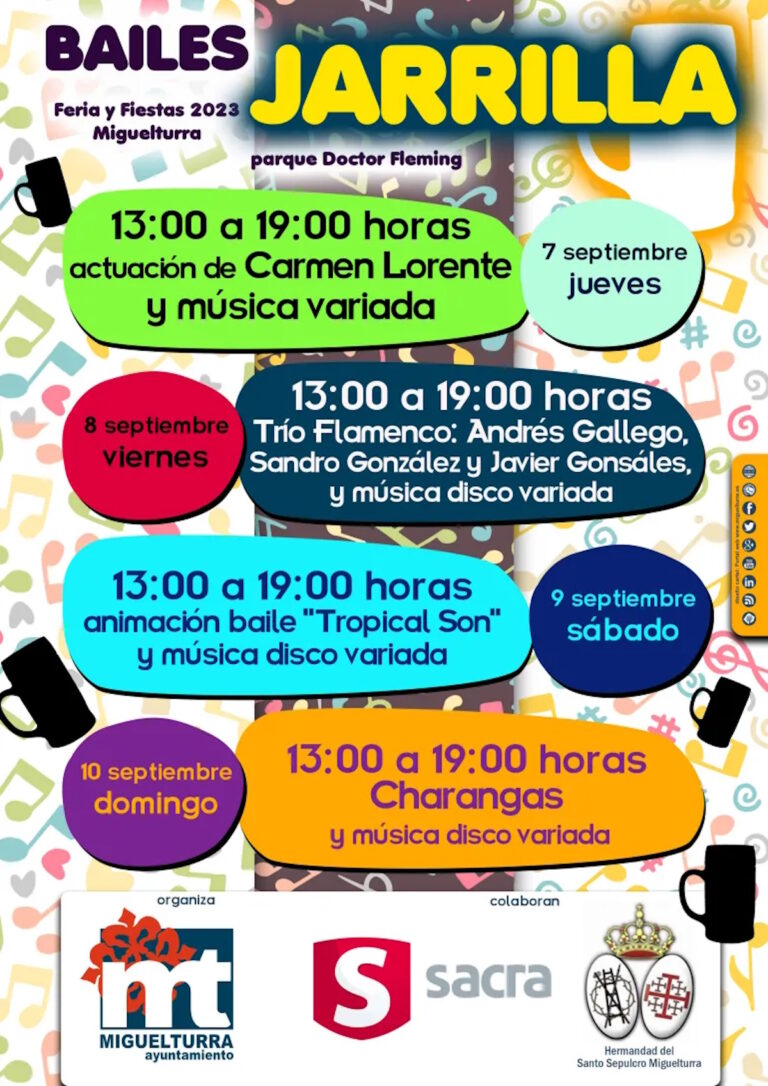 Vuelven los tradicionales «Bailes de la Jarrilla» al parque Doctor Fleming de Miguelturra  del 7  al 10 de septiembre