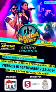 Concierto gratuito fin de ferias de “La Banda de West” el 15 de septiembre en el parque Doctor Fleming de Miguelturra