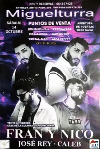 Concierto de Fran y Nico, José Rey y Caleb el 14 de octubre en el CERE de Miguelturra