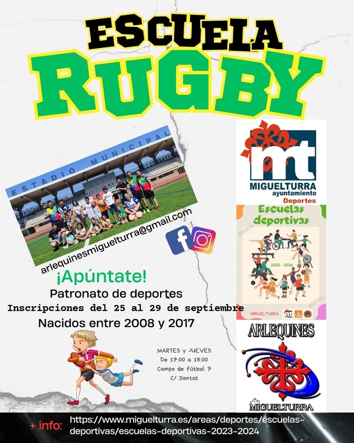 Del 25 al 29 de septiembre abierta la inscripción en la escuela de rugby de Miguelturra ¡no se pierdan esta estupenda oportunidad!