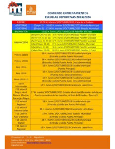 Estas son las fechas y horarios para el inicio de las Escuelas Deportivas 2023-2024 en Miguelturra