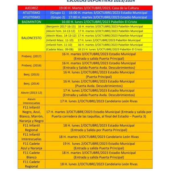 Estas son las fechas y horarios para el inicio de las Escuelas Deportivas 2023-2024 en Miguelturra