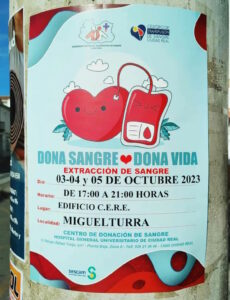 Jornadas de donación de sangre el 3, 4 y 5 de octubre de 2023 en el CERE de Miguelturra