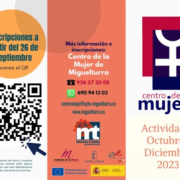 Programación de actividades del Centro de la Mujer de Miguelturra con inscripción abierta hasta el 26 de septiembre