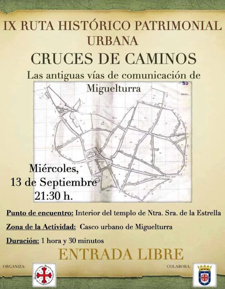 Ruta histórico patrimonial urbana gratuita por las antiguas vías de comunicación y cruces de caminos de Miguelturra hoy 13 septiembre