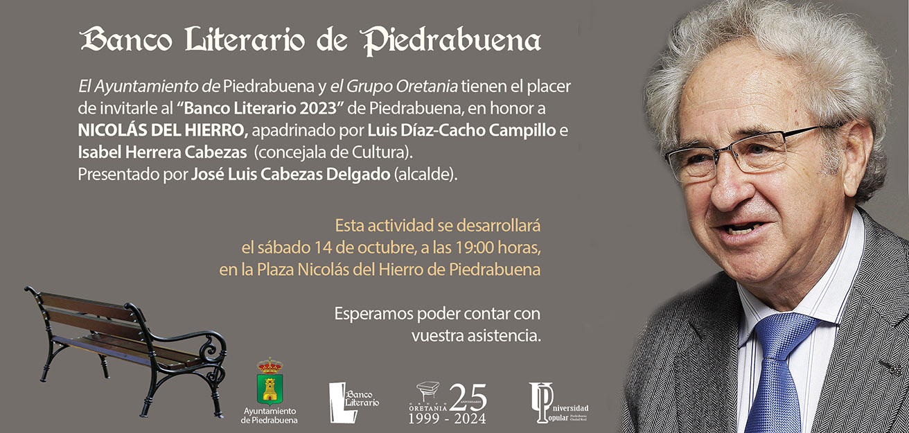 El poeta y escritor, Nicolás del Hierro, obtiene, a título póstumo, el primer Banco Literario de Piedrabuena