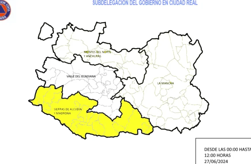 Alertas Metereológicas de la AEMET para el Jueves 27 de Junio