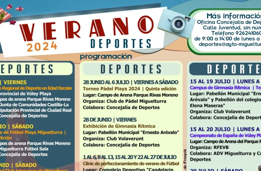 Anuncian Programación Deportiva de Verano 2024 en Miguelturra