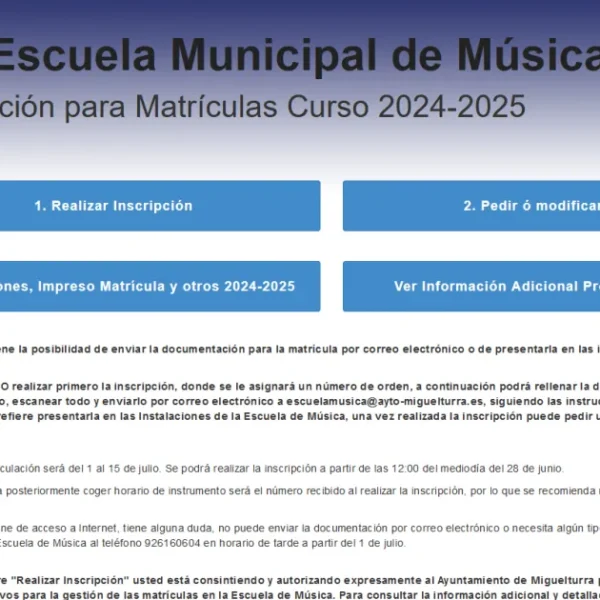 Inicio de Inscripciones para el Curso 2024-2025 en la Escuela de Música y Danza: ¡A Partir del 28 de Junio!