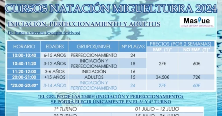 Inscripciones abiertas: Únete a los cursos de natación de verano 2024