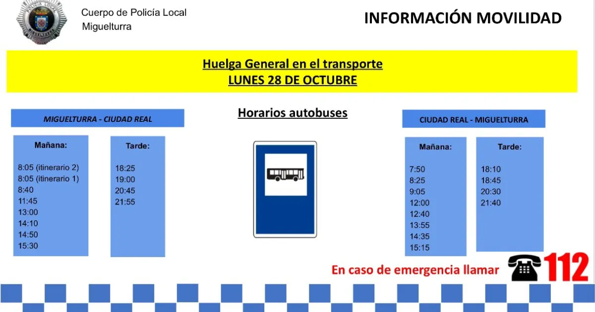 Cambios en el Servicio de Autobuses por Huelga de Transportes el 28 de Octubre