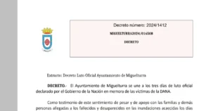 El Ayuntamiento de Miguelturra Declara Luto Oficial en Solidaridad con las Víctimas de la DANA