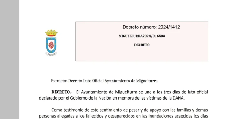 El Ayuntamiento de Miguelturra Declara Luto Oficial en Solidaridad con las Víctimas de la DANA