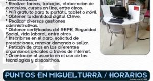 Actualización de los Horarios en los Puntos de Inclusión Digital de Miguelturra