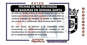 Interrupción del Servicio de Basura en Miguelturra Durante Semana Santa 2025