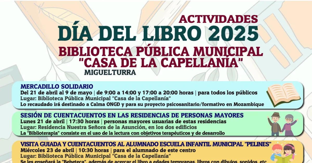 Miguelturra Organiza una Semana de Eventos en Honor al Día Internacional del Libro