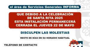 Cierre del Cementerio Municipal el 22 de Mayo por Celebración de Santa Rita