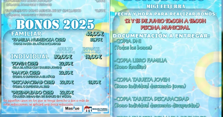 Descubre las Tarifas y Bonos de la Piscina Municipal de Miguelturra para Verano 2025
