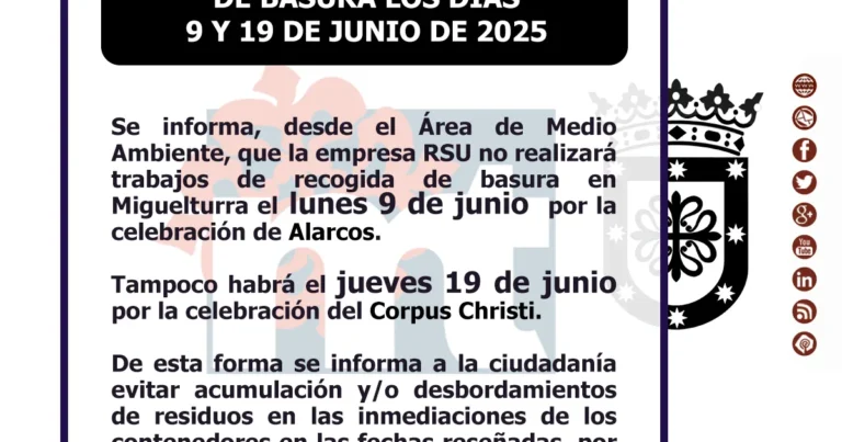 Interrupción del Servicio de Basura en Miguelturra para Junio: Fechas Clave