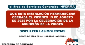 Cierre del Cementerio Municipal por Festividad el 15 de Agosto de 2025