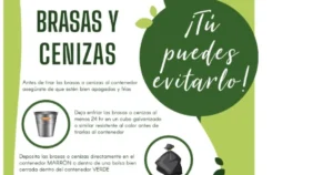 Importante advertencia sobre el riesgo de desechar cenizas y brasas en contenedores