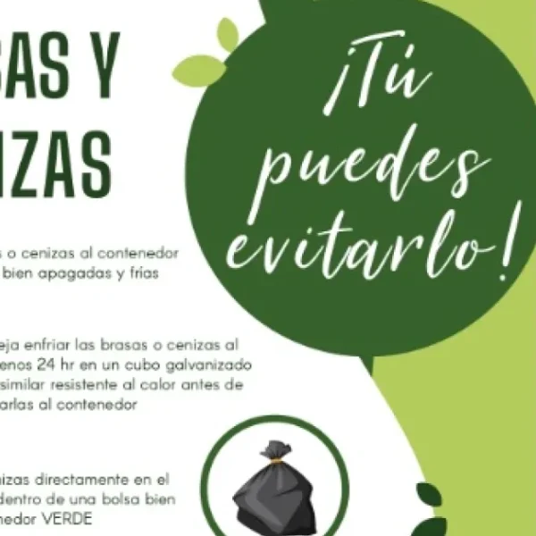 Importante advertencia sobre el riesgo de desechar cenizas y brasas en contenedores