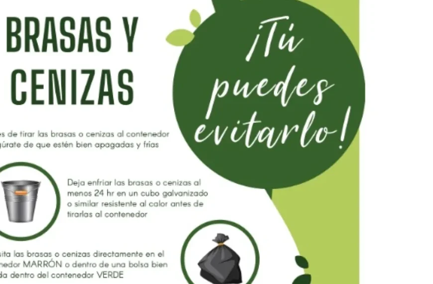 Importante advertencia sobre el riesgo de desechar cenizas y brasas en contenedores