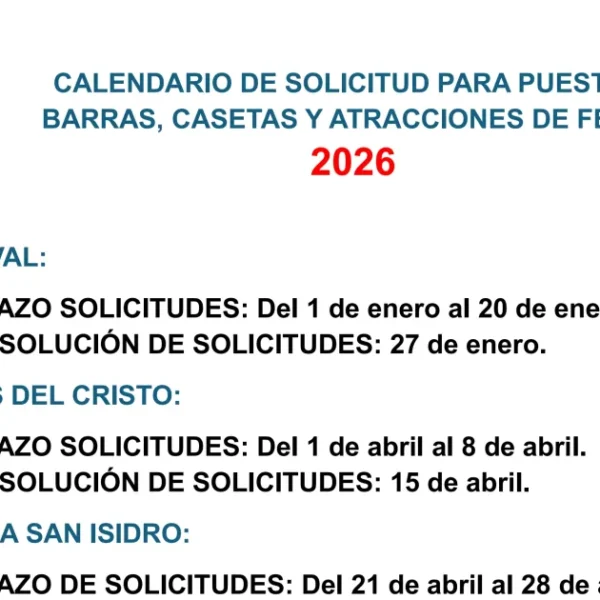 Calendario 2026 para Solicitudes de Instalación en Ferias y Atracciones