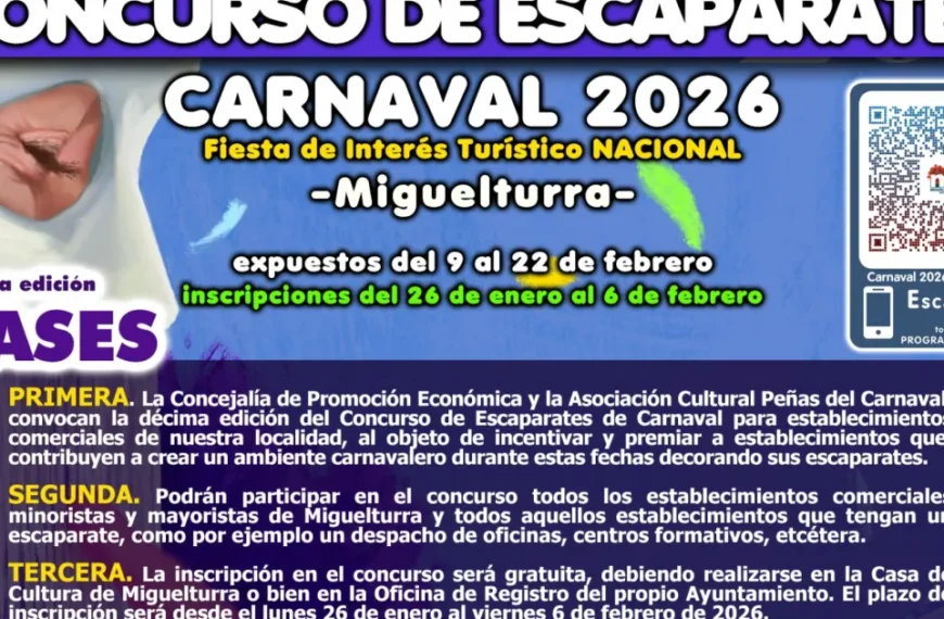 Décima Edición del Concurso de Escaparates del Carnaval 2026 en Miguelturra
