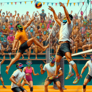 Desafiando la gravedad en el torneo de ‘Voleibol Enmascarado’ del Carnaval de Miguelturra