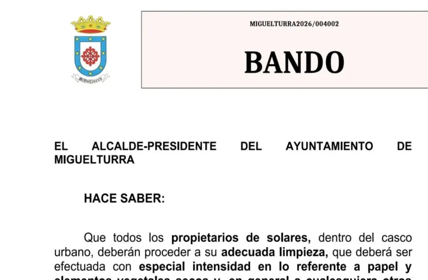 Ordenanza Municipal para la Prevención de Incendios mediante la Limpieza de Solares