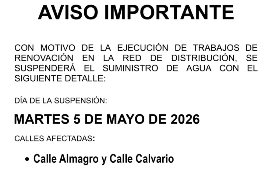 Corte de Agua Programado en Almagro y Calvario para Mejoras de Infraestructura el 5 de Mayo de 2026