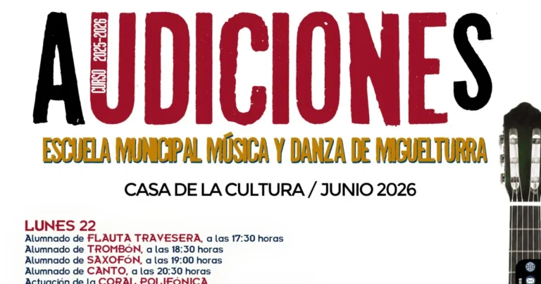 Audiciones Finales y Apertura de Inscripciones en la Escuela Municipal de Música y Danza de Miguelturra